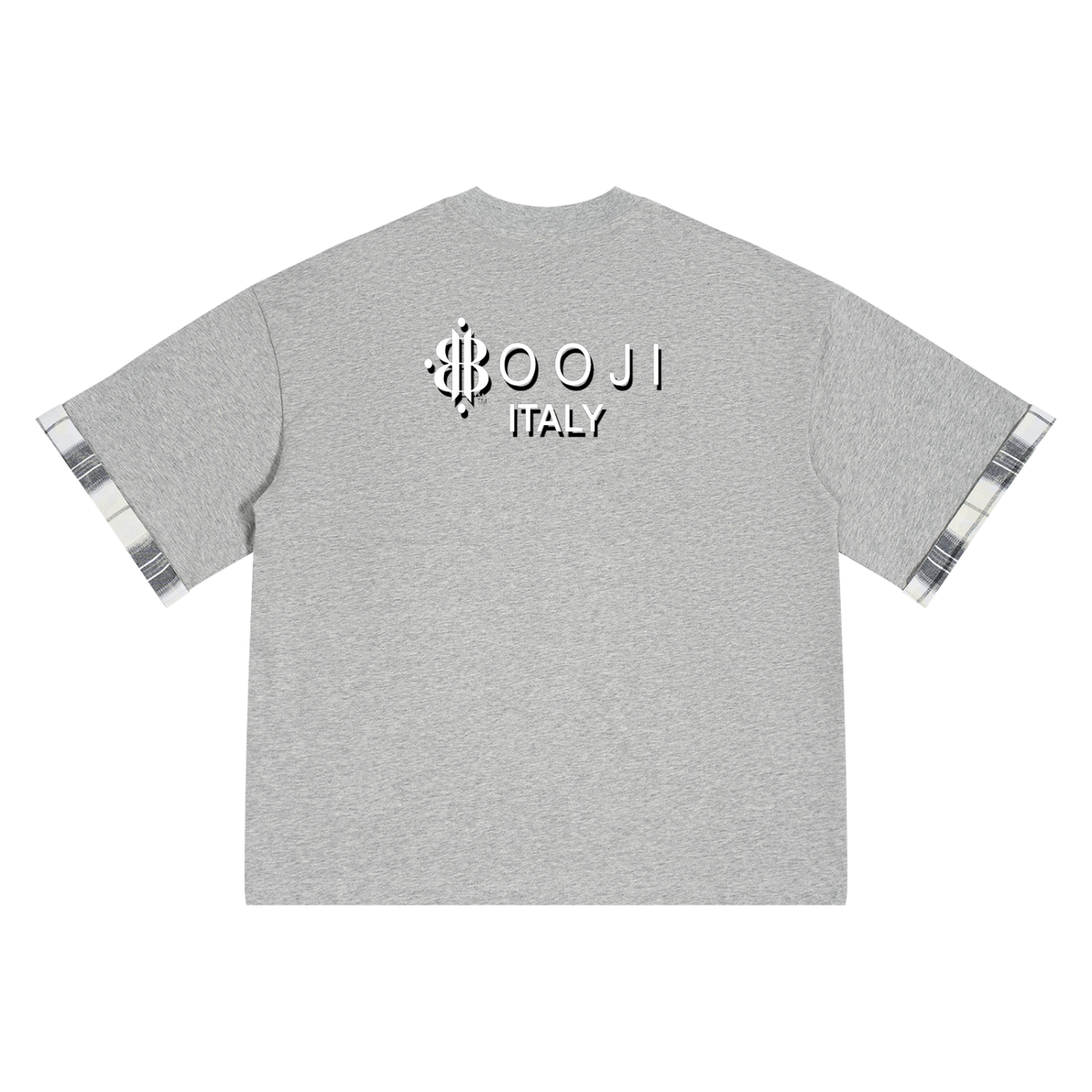 BOOJI ITALY MAGADIGS COLLECTION MEN'S PLAID PANEL T-SHIRT