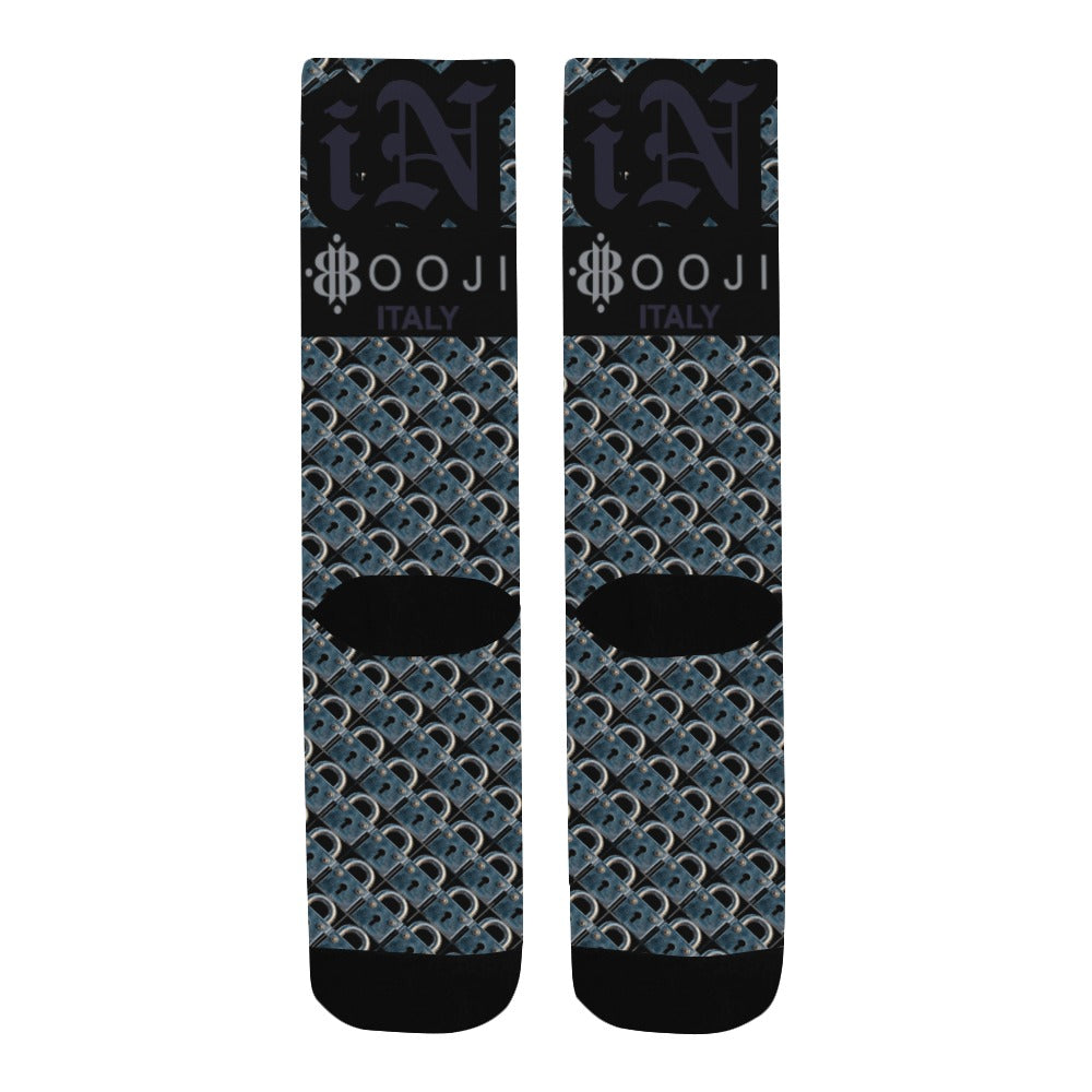 BOOJI ITALY LOCK IN MEN'S BLACK TUBE SOCKS SHINOBI BLUE
