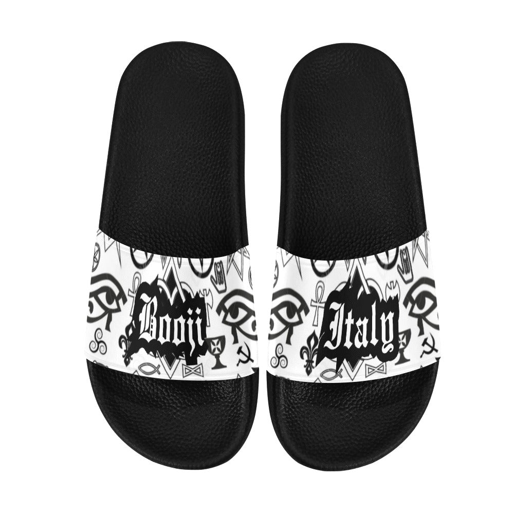 BOOJI ITALY SYMBOLS COLLECTION WHITE WOMEN'S BLACK SOLE SLIDES