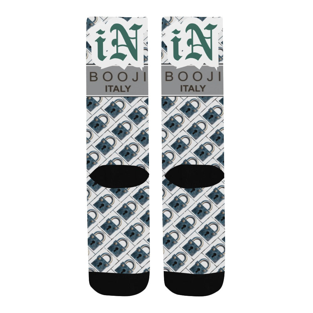 BOOJI ITALY LOCK IN MEN'S WHITE TUBE SOCKS DEEP GREEN