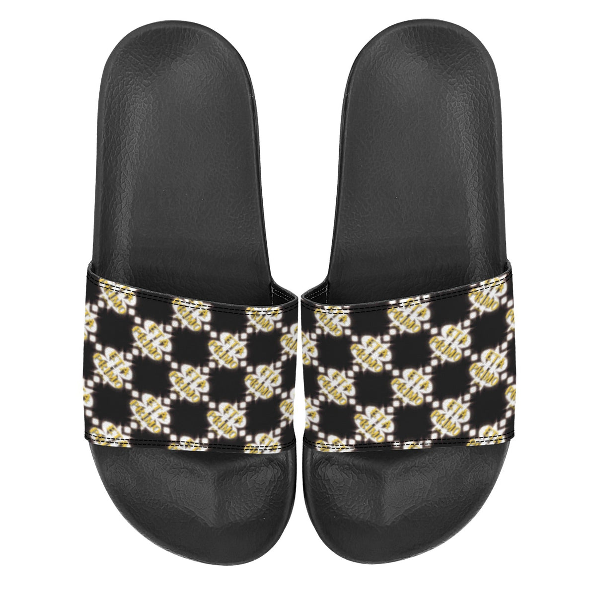 BOOJI ITALY ETA PRIMO COLLECTION LOGO PATTERN WOMEN'S BLACK SOLE SLIDES