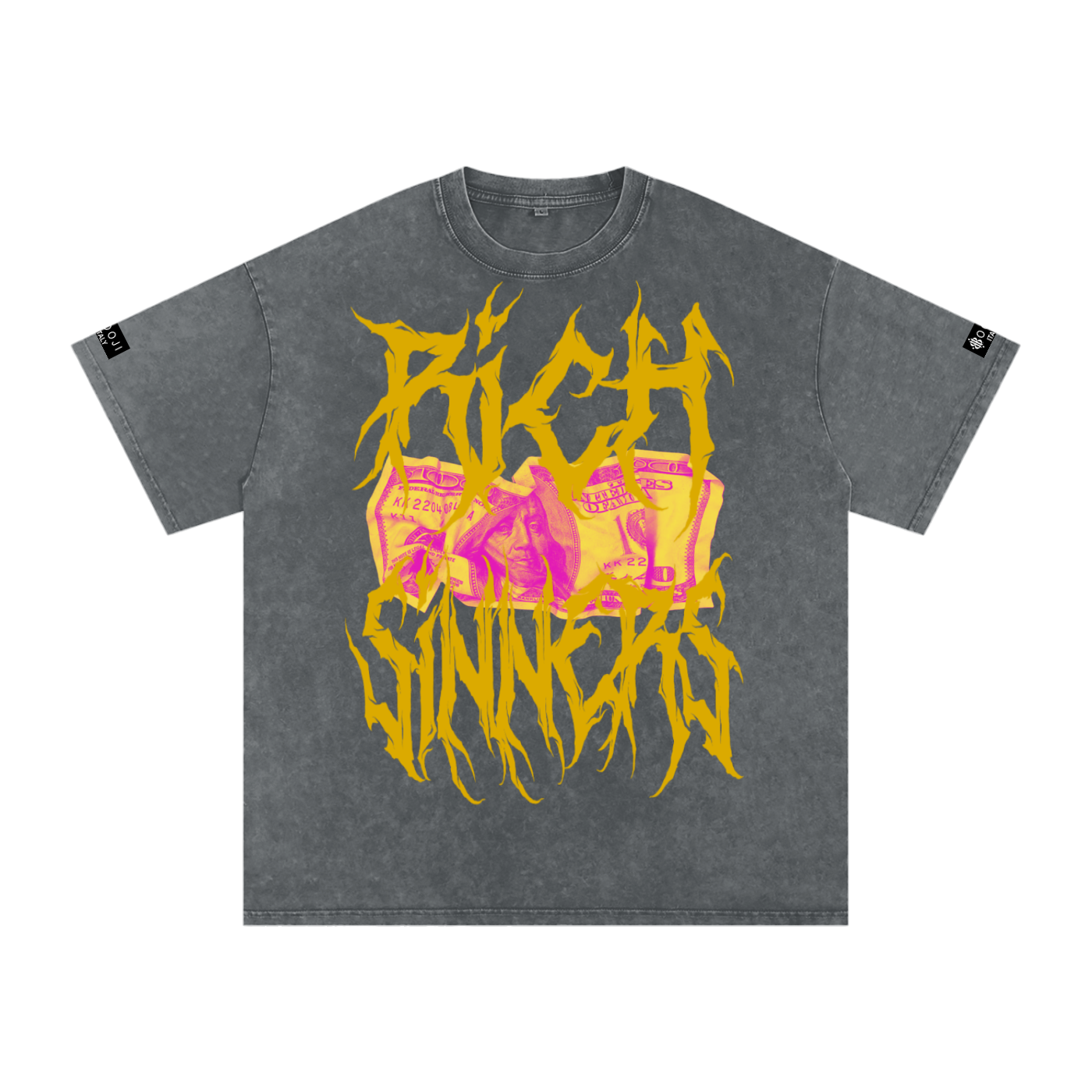BOOJI ITALY "RICH SINNERS-REAL IS RARE" SNOW WASHED T-SHIRT