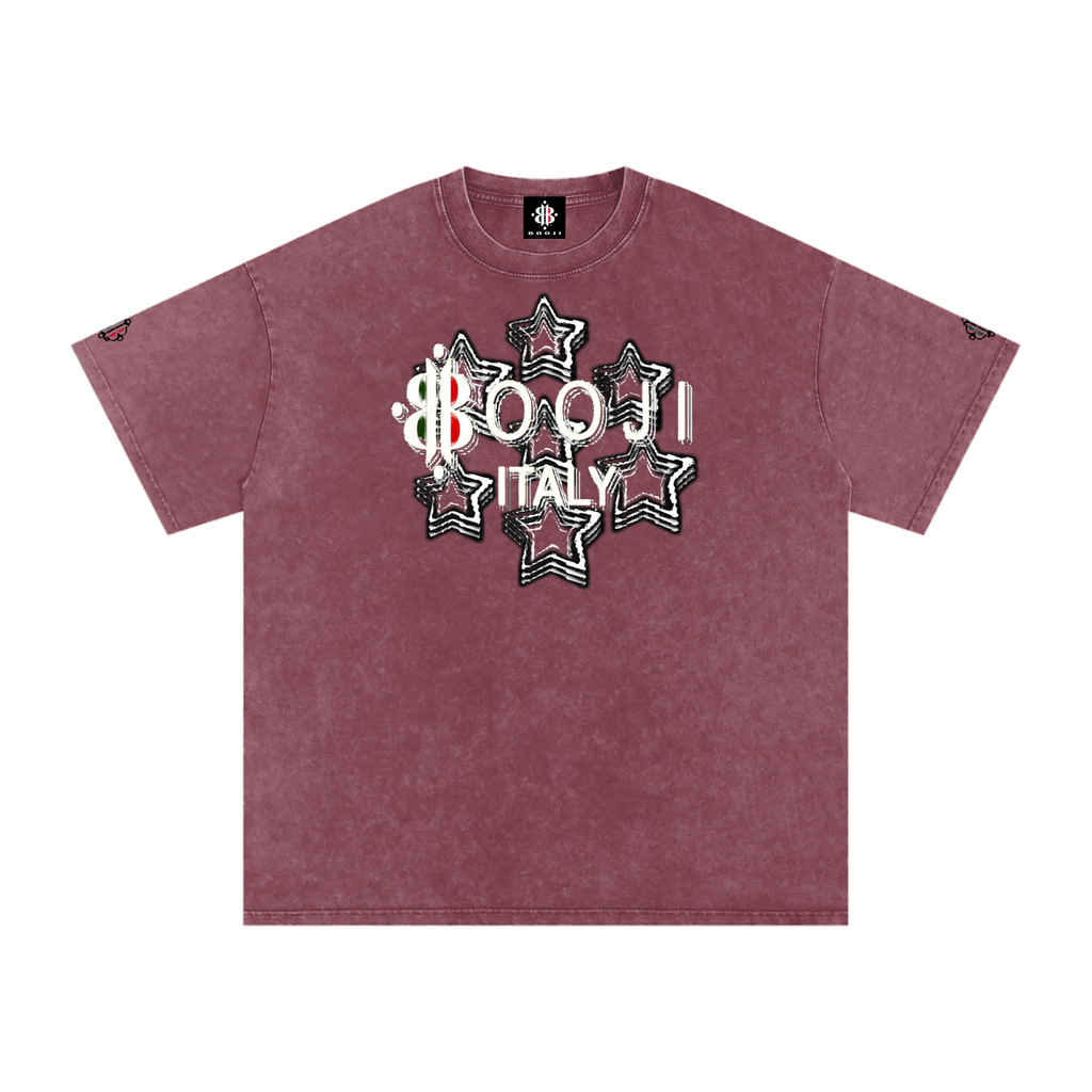 BOOJI ITALY 7 STARS 4 EVER $ LOGO SNOW WASHED T-SHIRT
