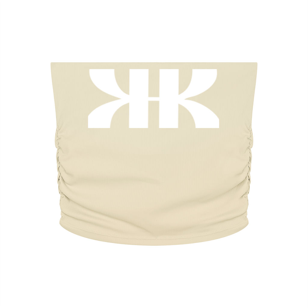 BOOJI ITALY 4 EVER $ LOGO WOMEN'S RUCHED CROPPED YOGA TUBE TOP
