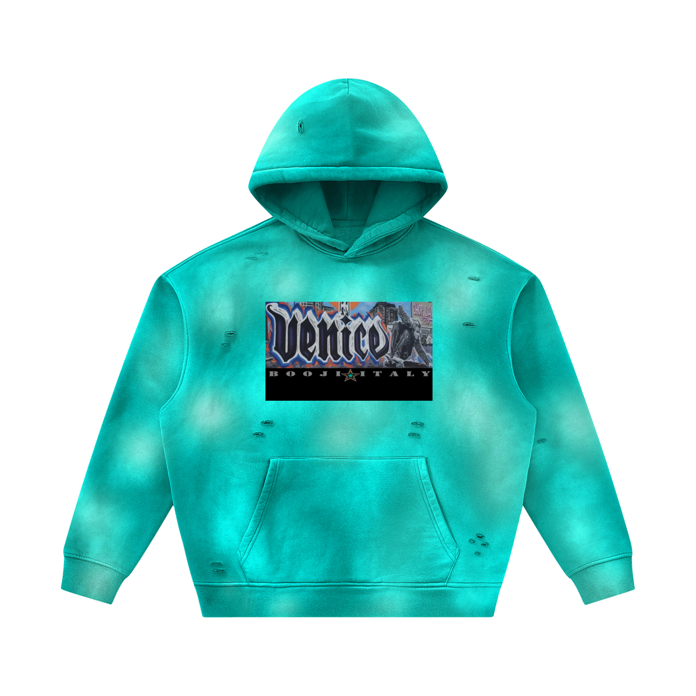 BOOJI ITALY SK8R'S COLLECTION SUNFADED DISTRESSED FLEECE HOODIE
