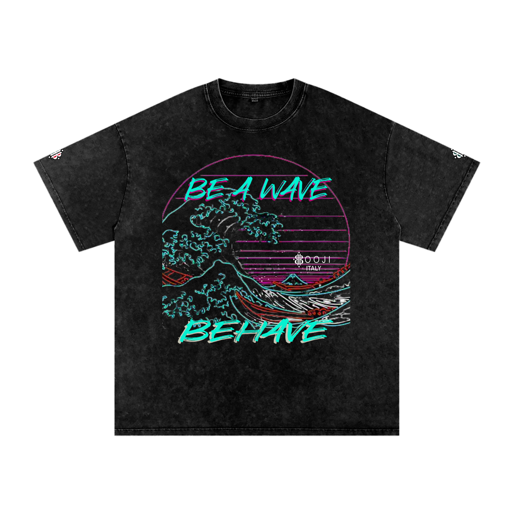BOOJI ITALY "BE A WAVE, BEHAVE." SNOW WASHED T-SHIRT