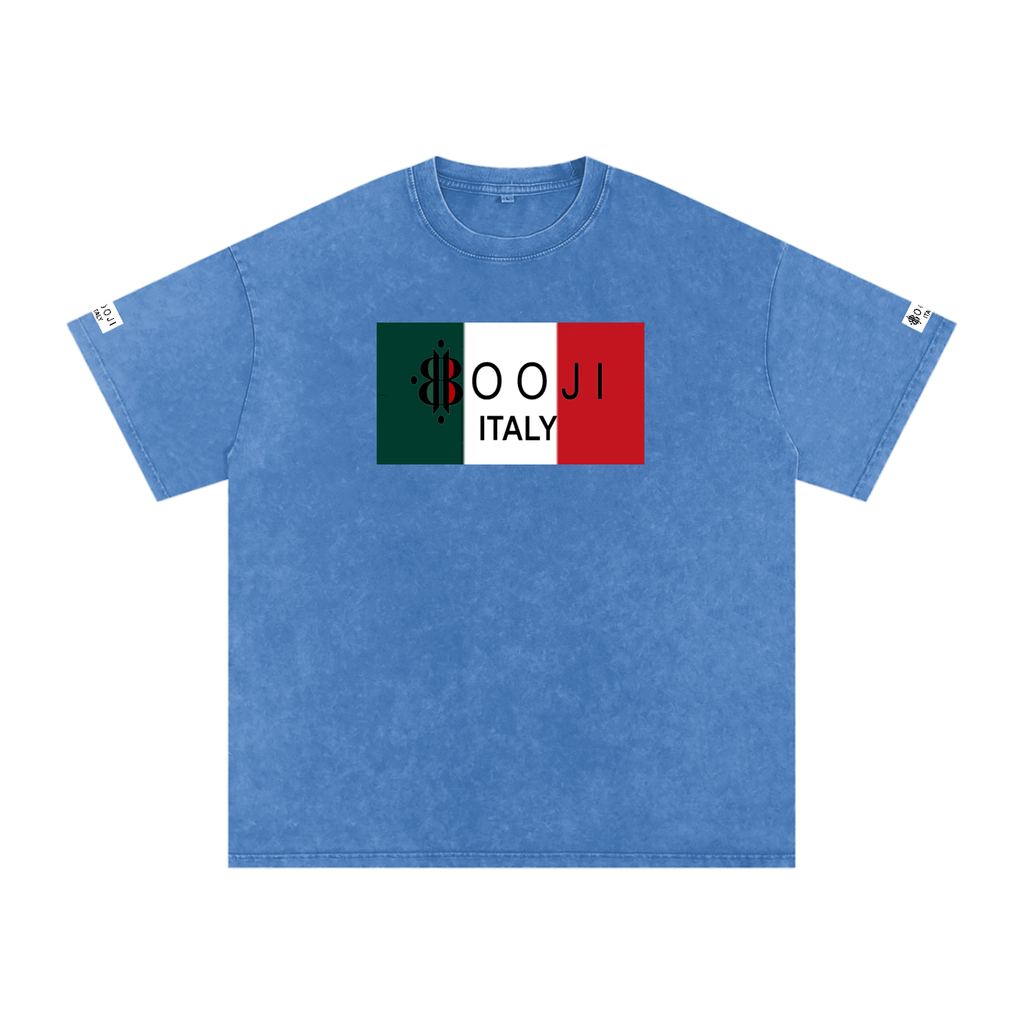 BOOJI ITALY ITALIAN FLAG BRAND LOGO SNOW WASHED T-SHIRT