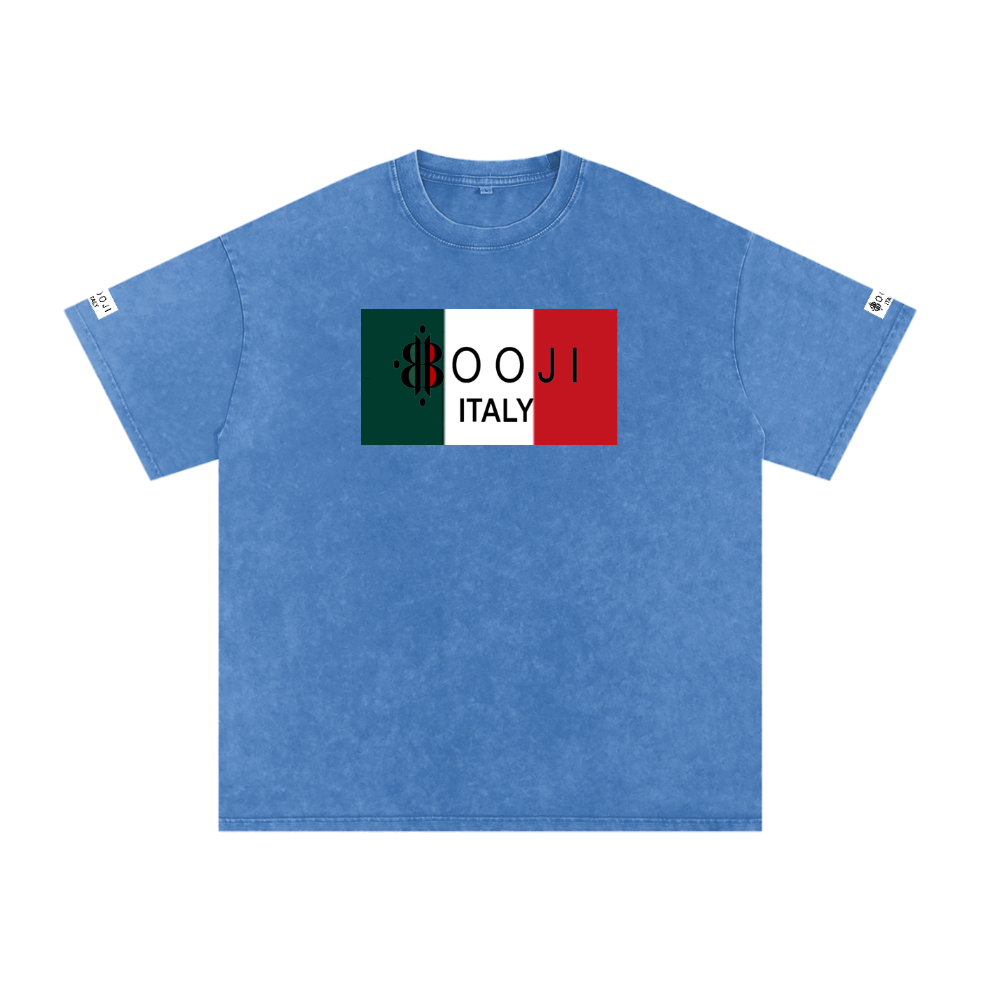 BOOJI ITALY ITALIAN FLAG BRAND LOGO SNOW WASHED T-SHIRT