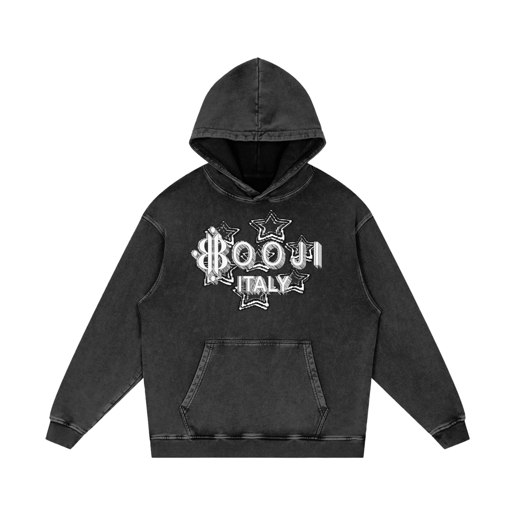 BOOJI ITALY "FLY DENIM MFR." SNOW WASHED HOODIE