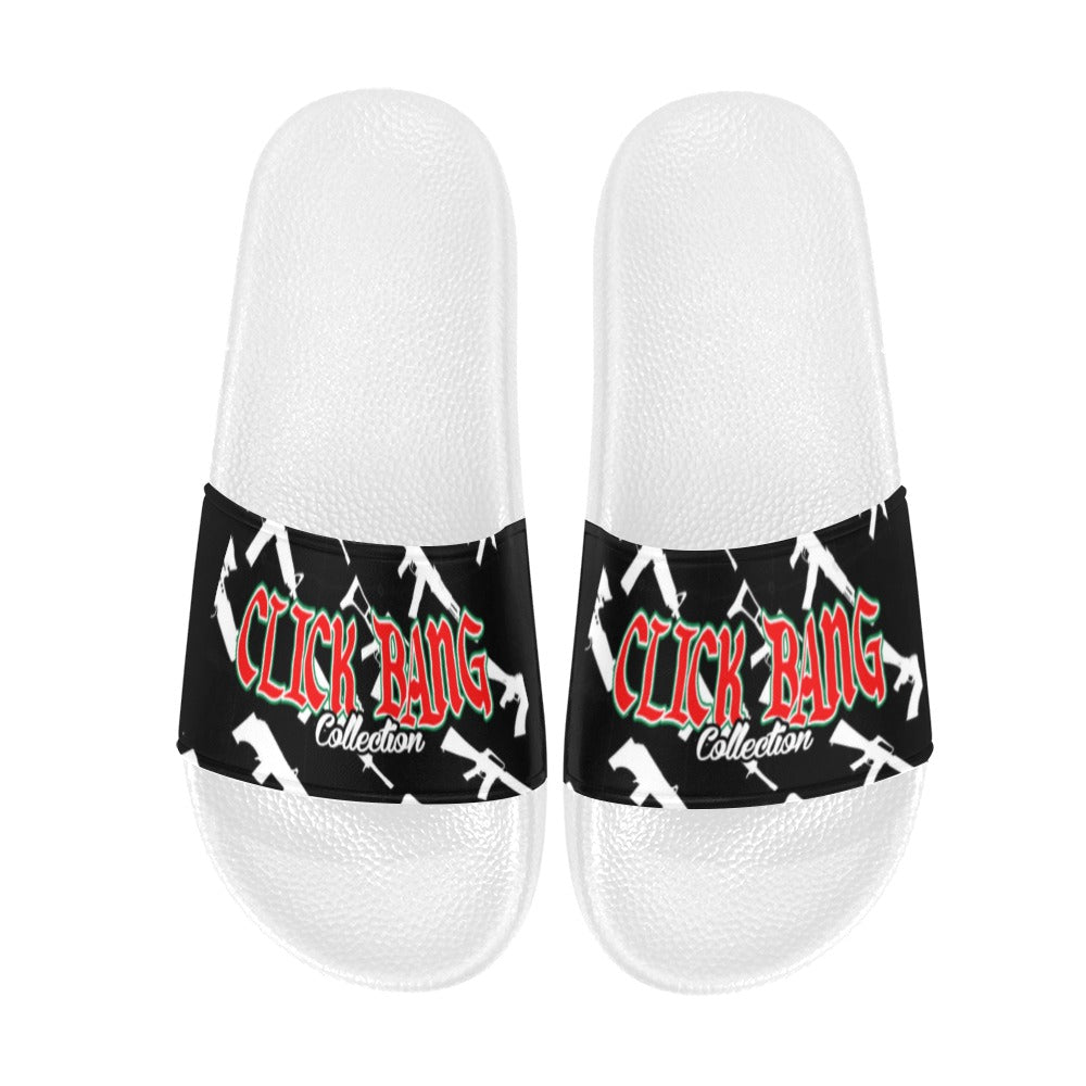 BOOJI ITALY CLICK BANG COLLECTION IN BLACK WOMEN'S WHITE SOLE SLIDES