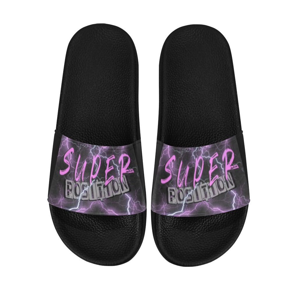 BOOJI ITALY SUPER POSITION LIGHTNING LOGO MEN'S BLACK SOLE SLIDES