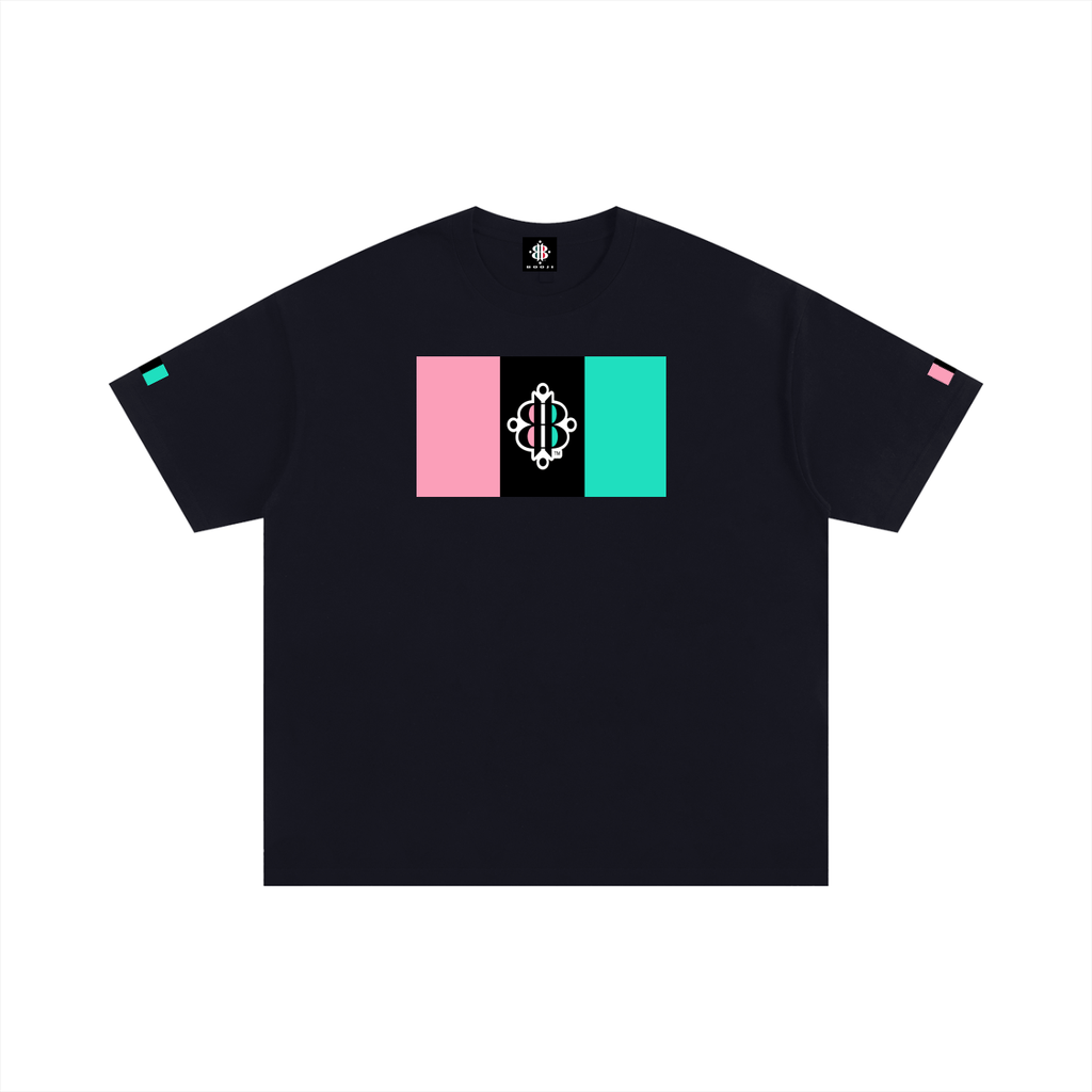 BOOJI ITALY 4 EVER $ LOGO ITALY FLAG COLORS INVERTED COTTON T-SHIRT