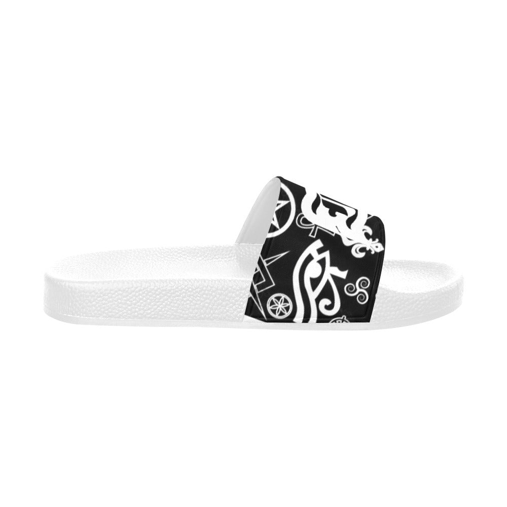 BOOJI ITALY SYMBOLS COLLECTION BLACK WOMEN'S WHITE SOLE SLIDES