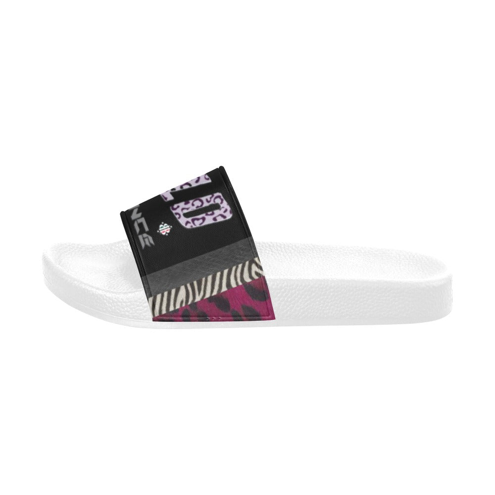 BOOJI ITALY WILD INFLUENCE FULL ZOO LOGO WOMEN'S WHITE SOLE SLIDES