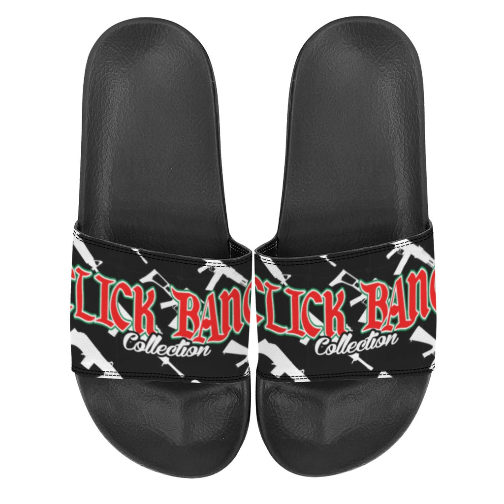 BOOJI ITALY CLICK BANG COLLECTION MEN'S BLACK SOLE BLACK PATTERN SLIDES Custom Men's One-piece Slippers