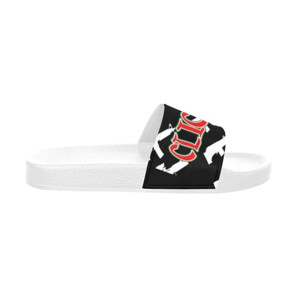 BOOJI ITALY CLICK BANG COLLECTION IN BLACK WOMEN'S WHITE SOLE SLIDES