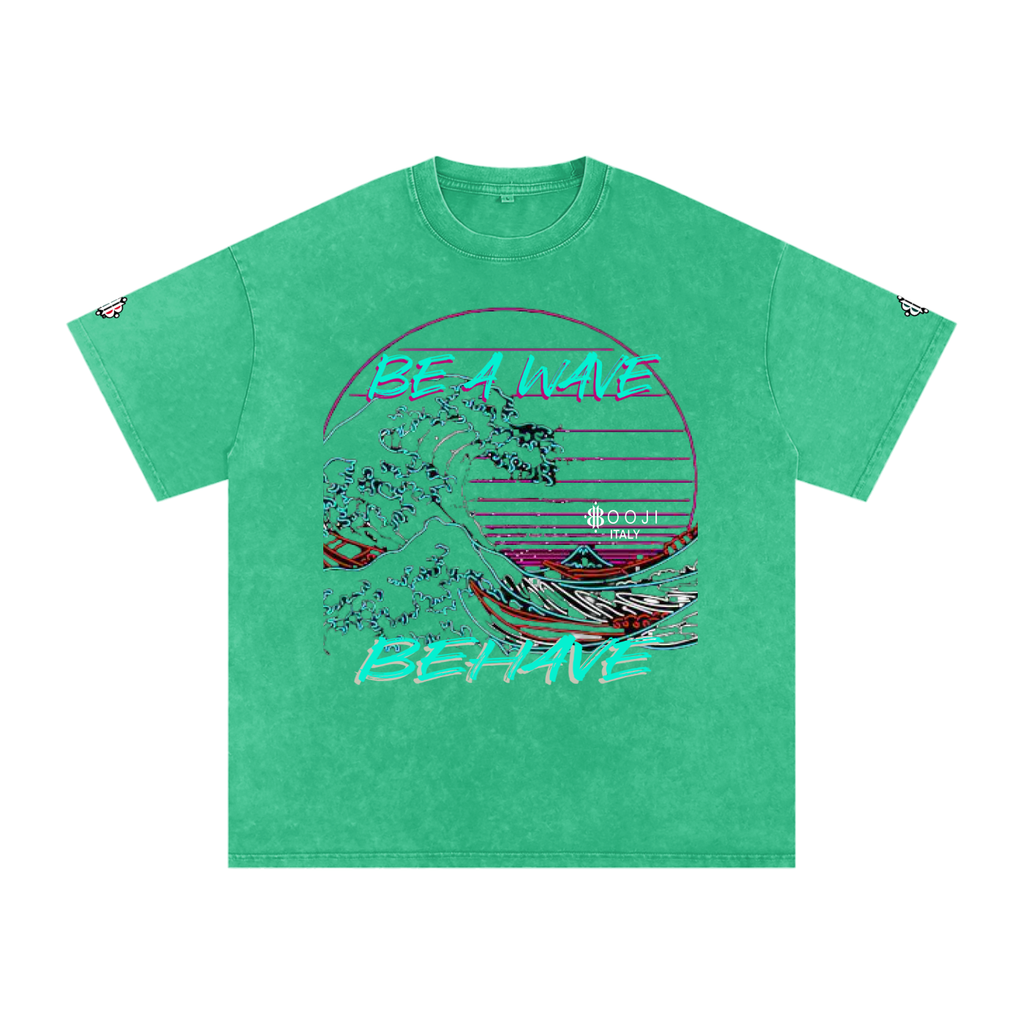 BOOJI ITALY "BE A WAVE, BEHAVE." SNOW WASHED T-SHIRT