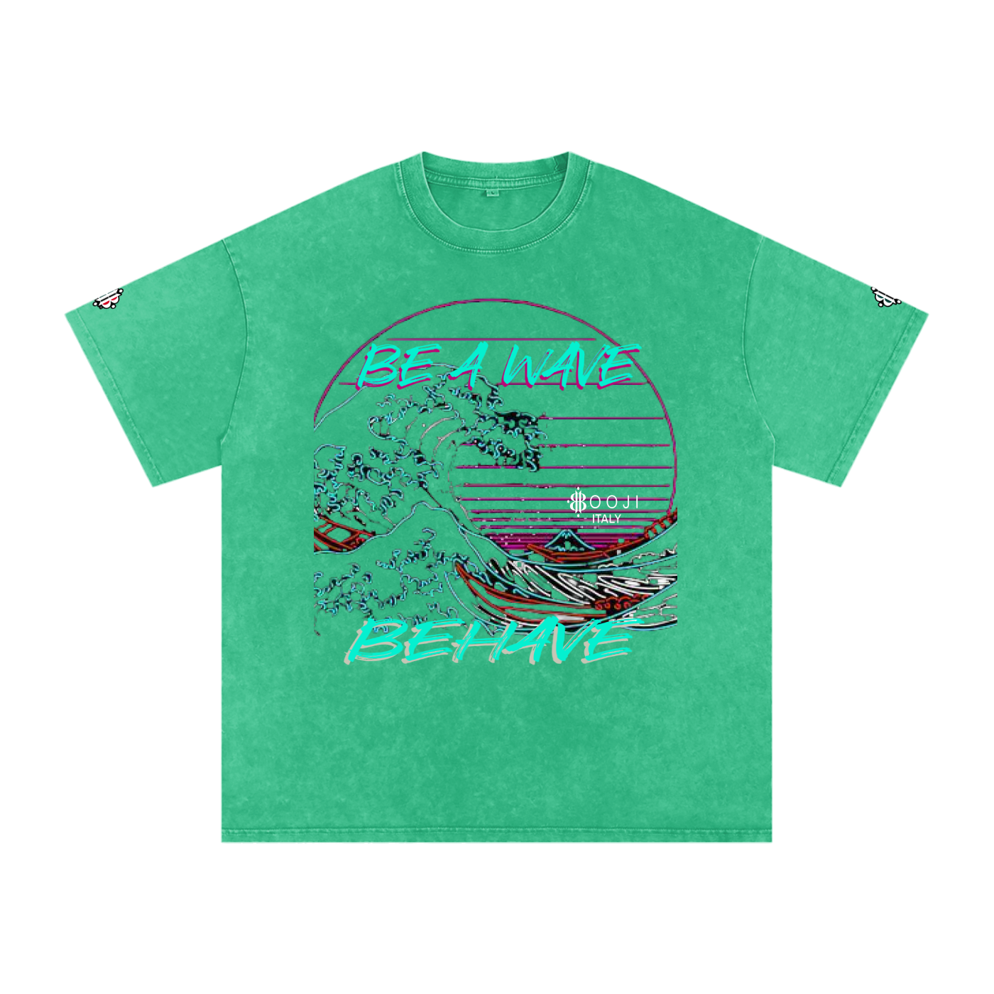 BOOJI ITALY "BE A WAVE, BEHAVE." SNOW WASHED T-SHIRT