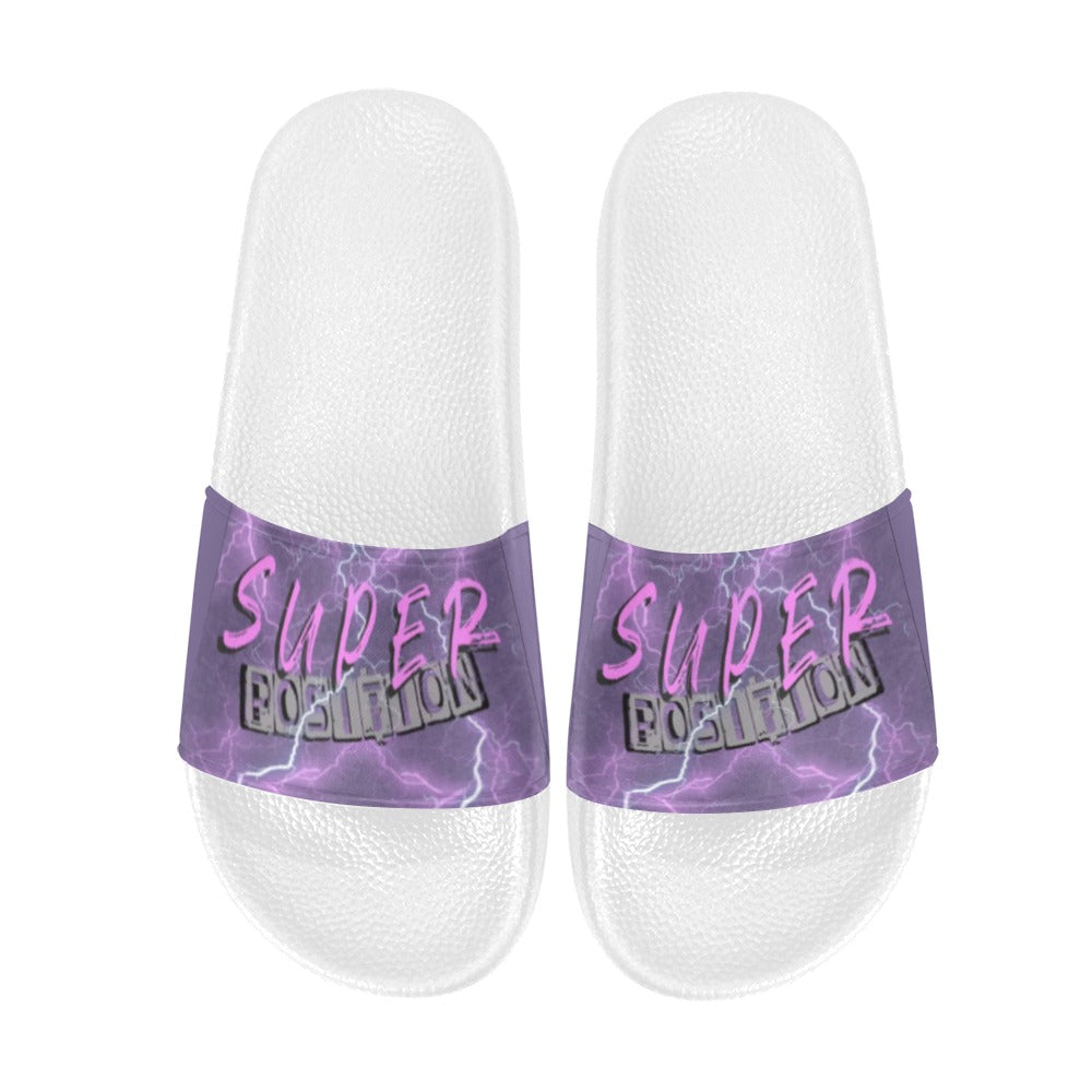 BOOJI ITALY SUPER POSITION LIGHTNING LOGO MEN'S WHITE SOLE SLIDES