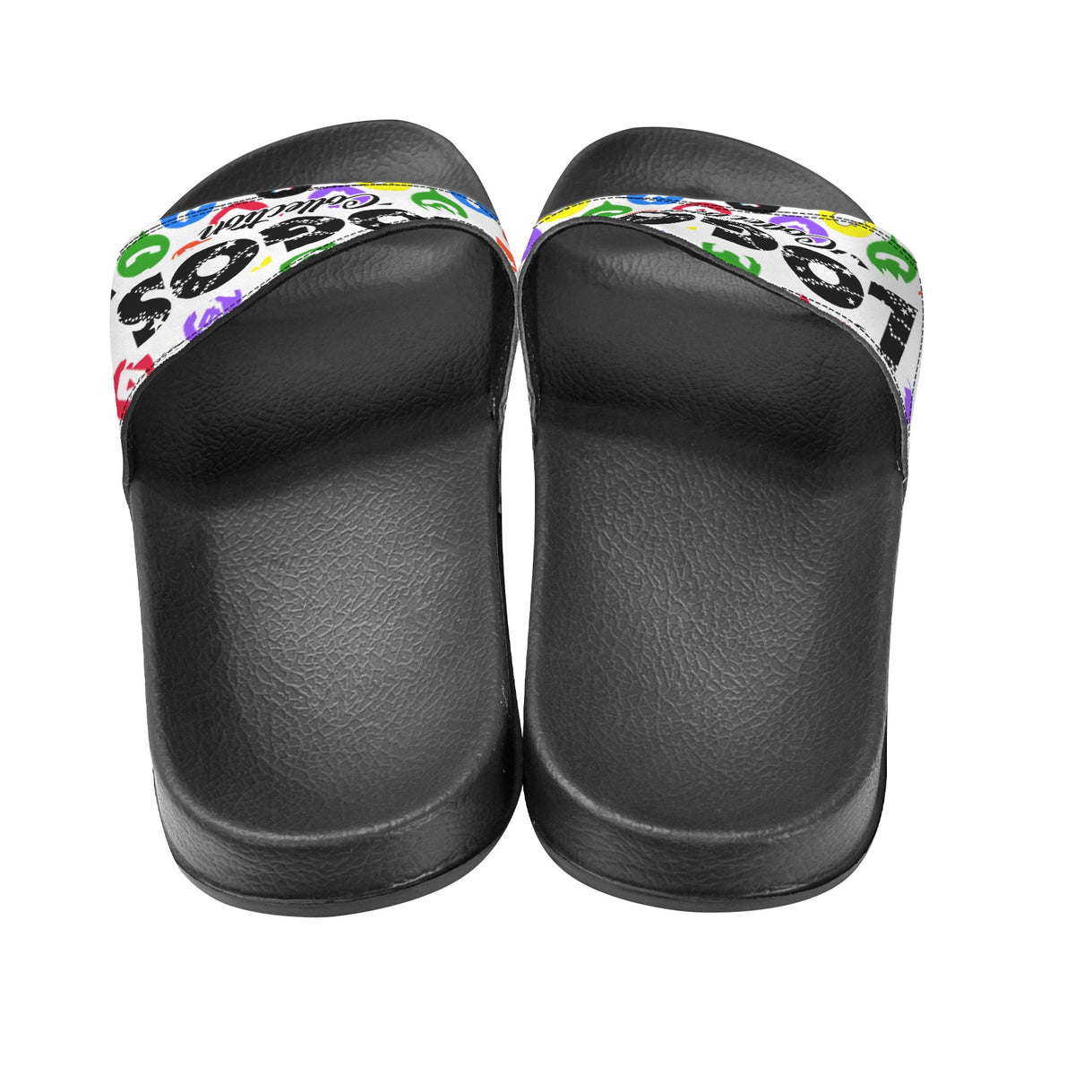 BOOJI ITALY LOGOS COLLECTION MEN'S BLACK SOLE SLIDES