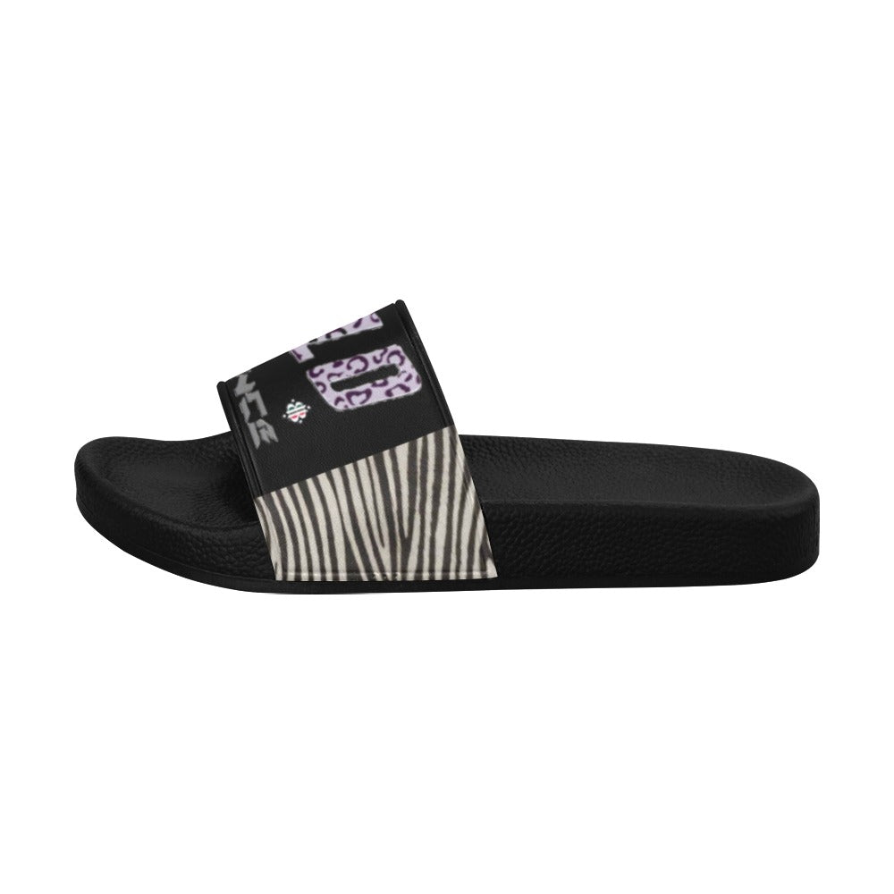 BOOJI ITALY WILD INFLUENCE ZEBRA LOGO WOMEN'S BLACK SOLE SLIDES