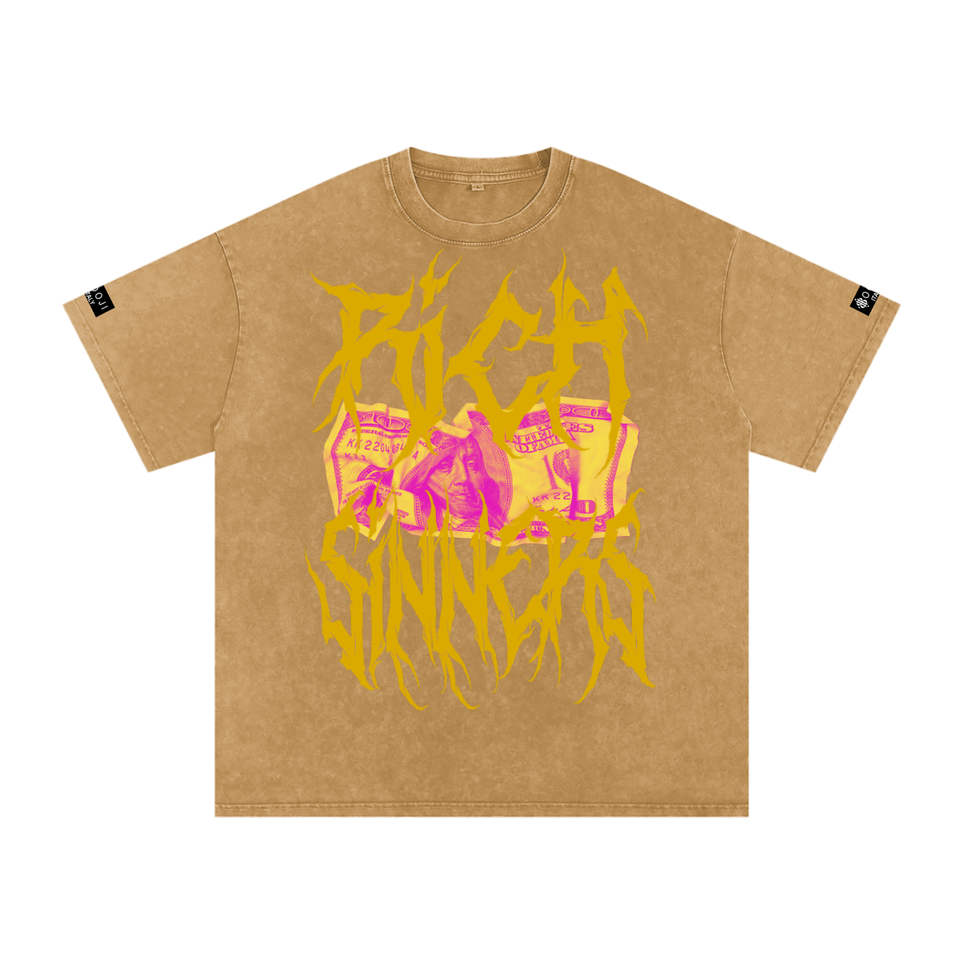 BOOJI ITALY "RICH SINNERS-REAL IS RARE" SNOW WASHED T-SHIRT