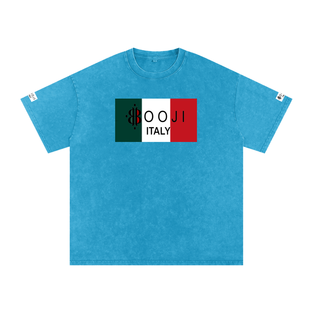 BOOJI ITALY ITALIAN FLAG BRAND LOGO SNOW WASHED T-SHIRT
