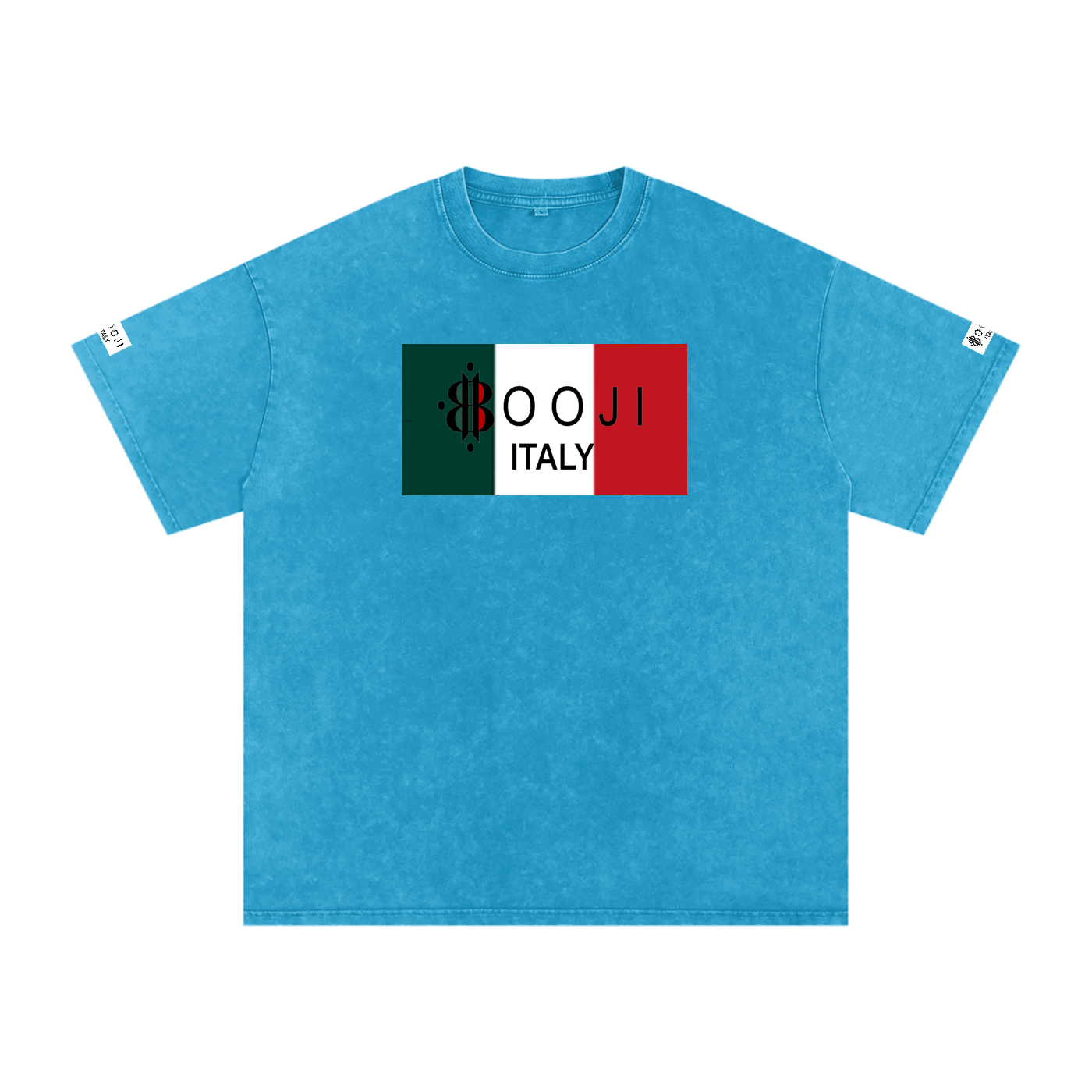 BOOJI ITALY ITALIAN FLAG BRAND LOGO SNOW WASHED T-SHIRT