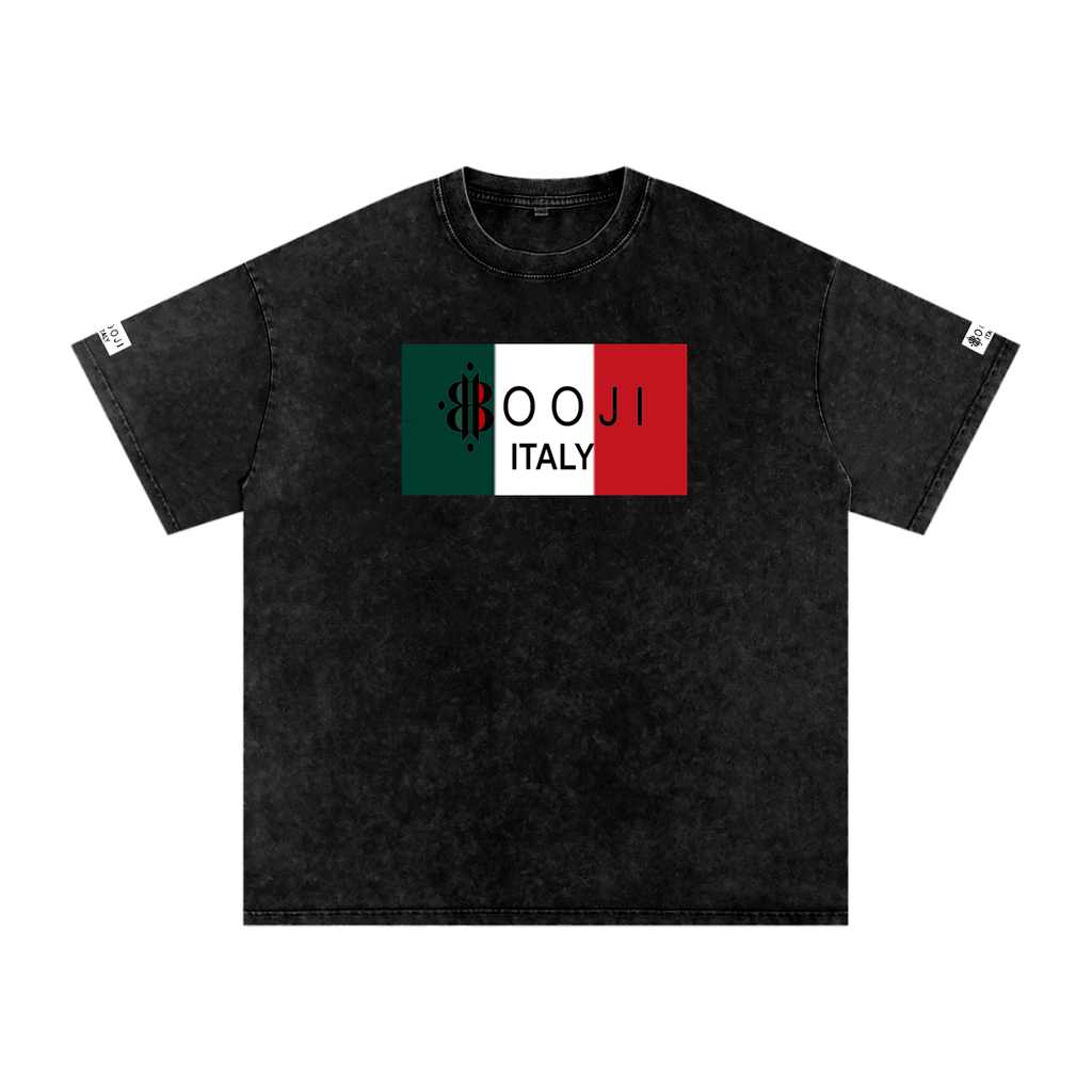 BOOJI ITALY ITALIAN FLAG BRAND LOGO SNOW WASHED T-SHIRT