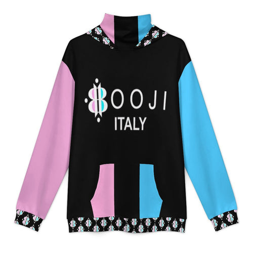 BOOJI INVERTS LOGO PATTERN BLACK Men's Hoodie with Mask