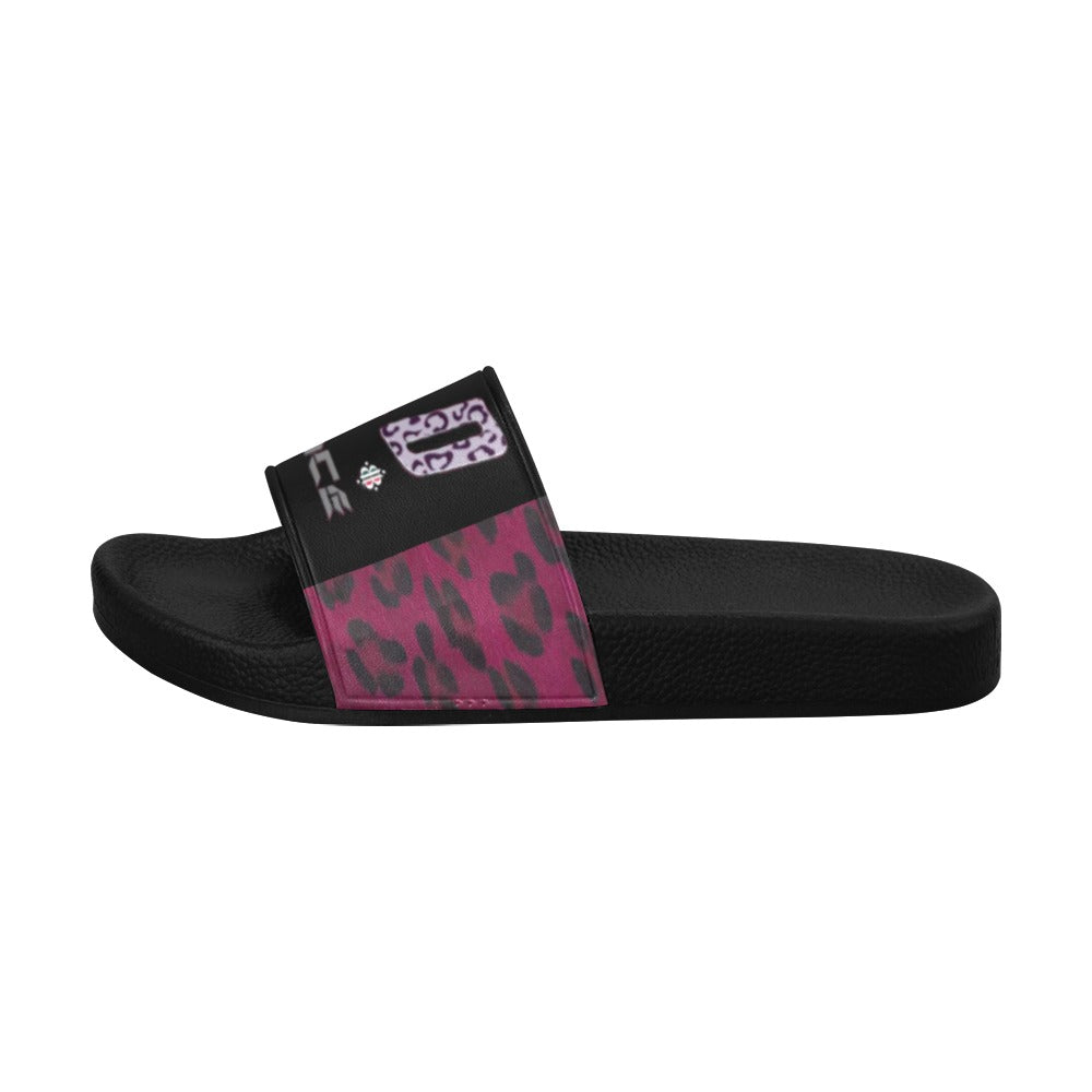 BOOJI ITALY WILD INFLUENCE LEOPARD LOGO MEN'S BLACK SOLE SLIDES