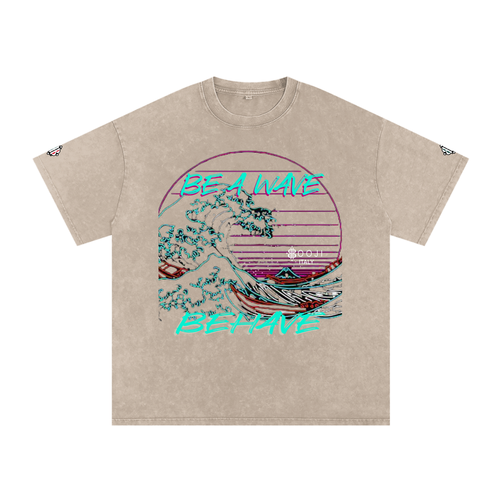 BOOJI ITALY "BE A WAVE, BEHAVE." SNOW WASHED T-SHIRT