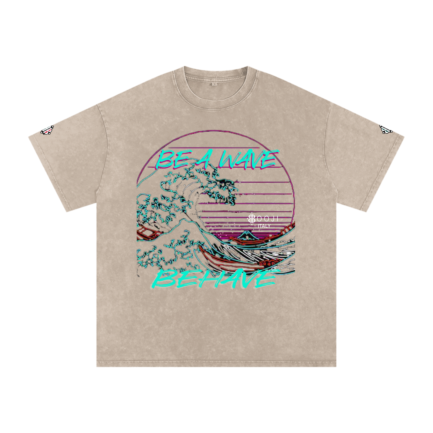 BOOJI ITALY "BE A WAVE, BEHAVE." SNOW WASHED T-SHIRT
