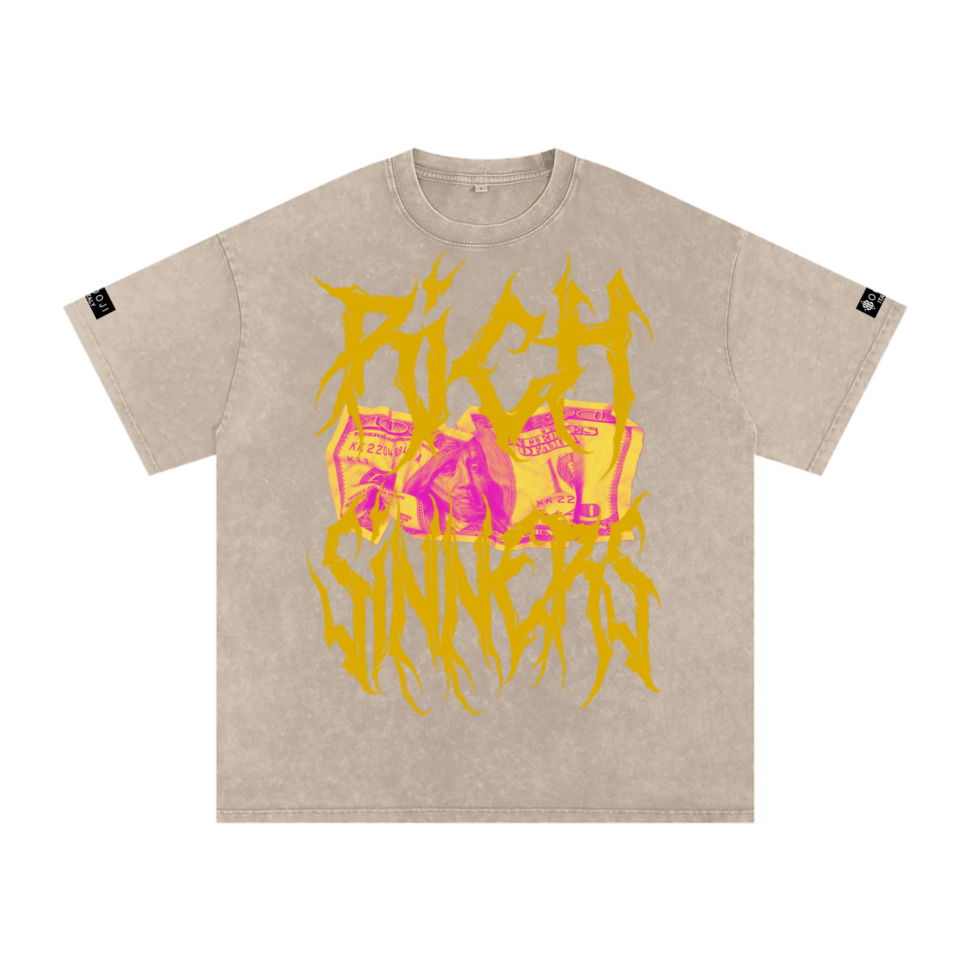 BOOJI ITALY "RICH SINNERS-REAL IS RARE" SNOW WASHED T-SHIRT