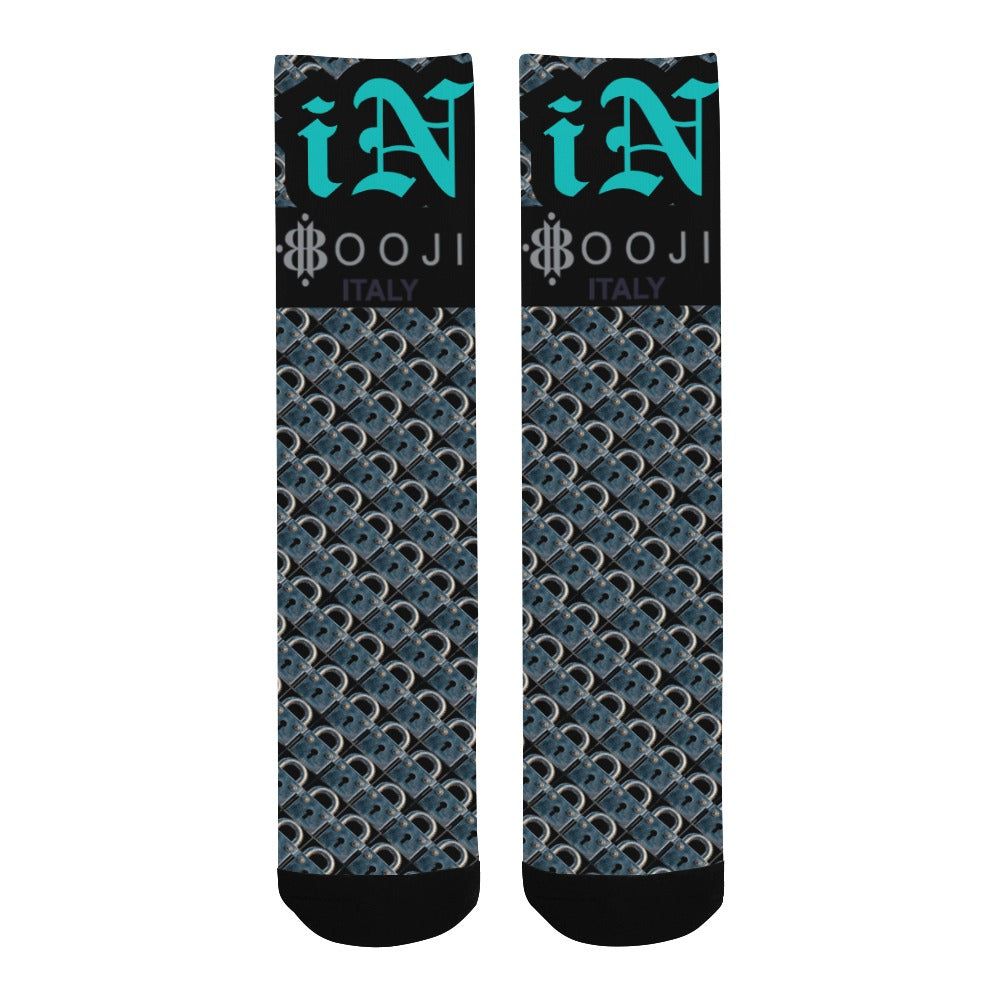 BOOJI ITALY LOCK IN MEN'S BLACK TUBE SOCKS TENACIOUS TEAL IN