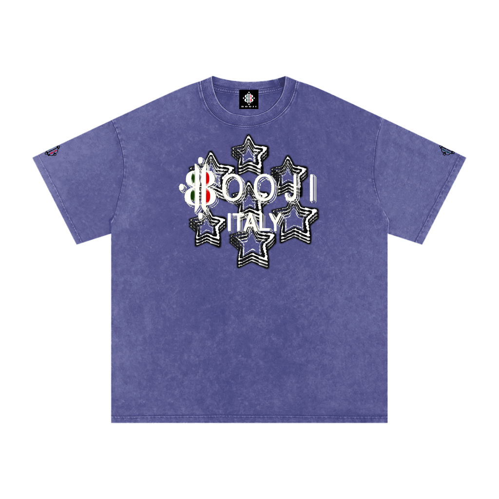 BOOJI ITALY 7 STARS 4 EVER $ LOGO SNOW WASHED T-SHIRT