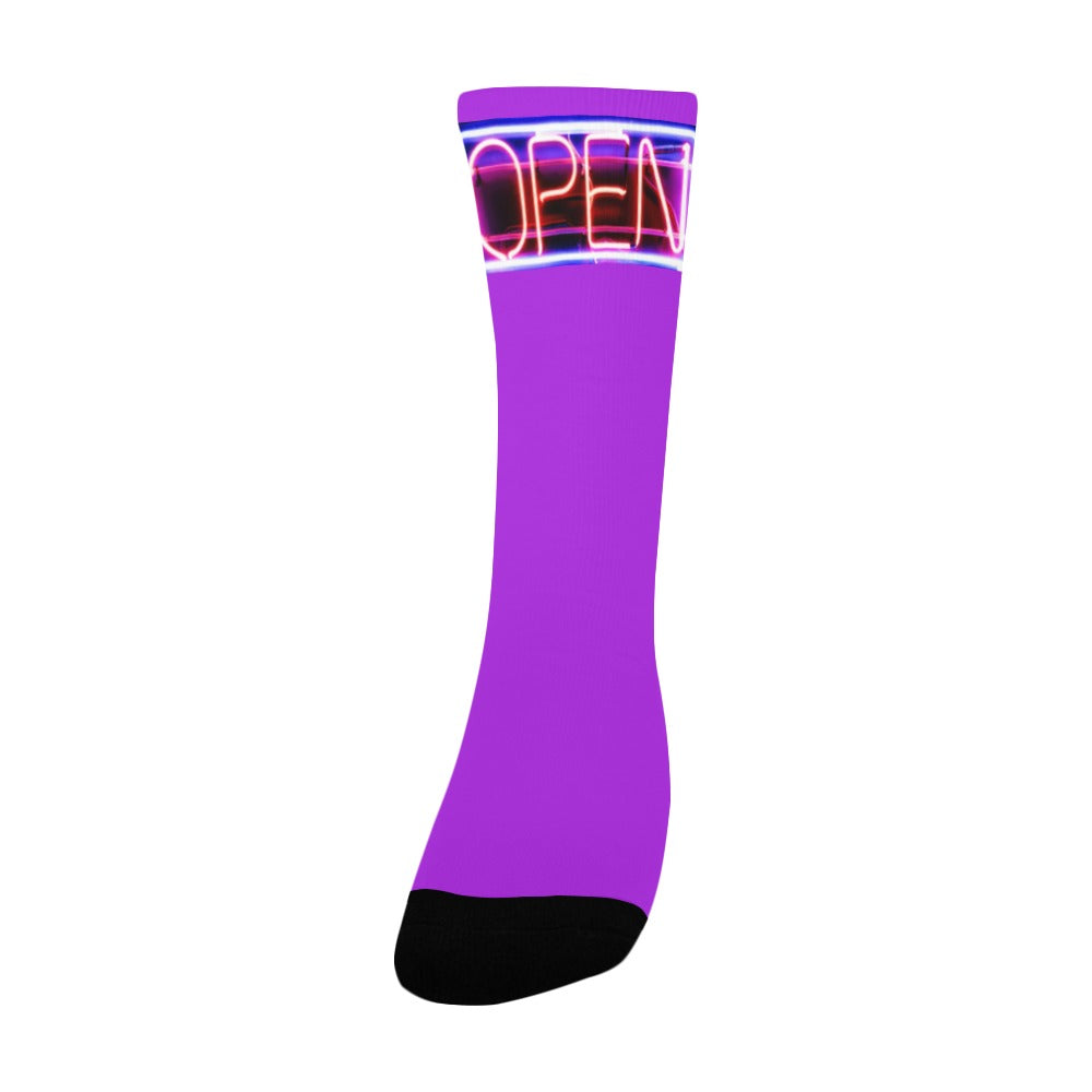 BOOJI ITALY OPEN SIGN COLLECTION WOMEN'S PURPLE CREW SOCKS Women's Custom Socks