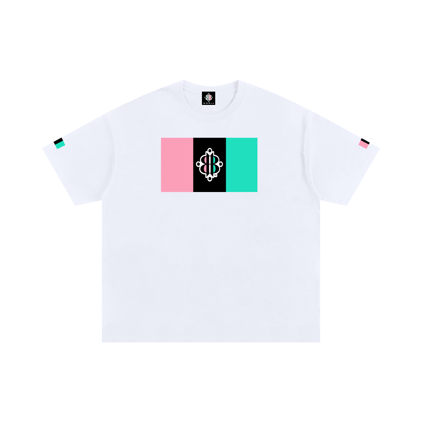 BOOJI ITALY 4 EVER $ LOGO ITALY FLAG COLORS INVERTED COTTON T-SHIRT