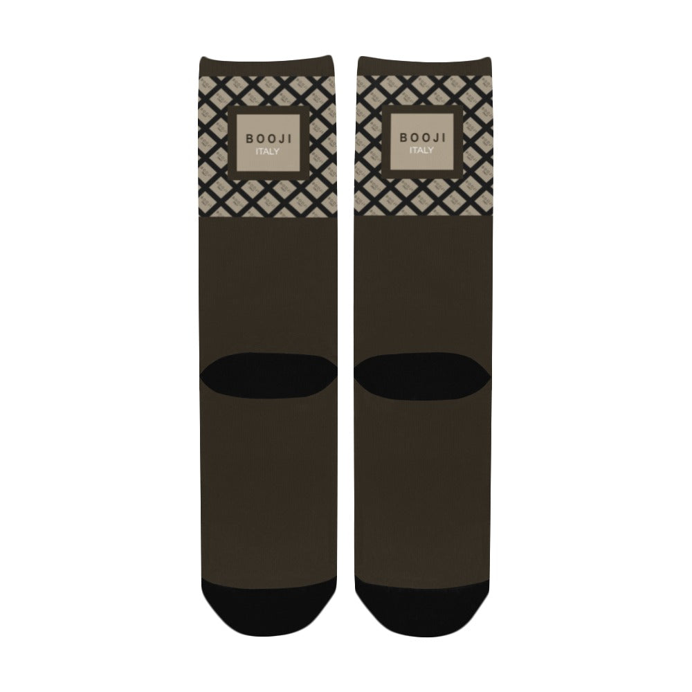 BOOJI ITALY GRAIL'S COLLECTION WOMEN'S DARK BROWN CREW SOCKS Women's Custom Socks