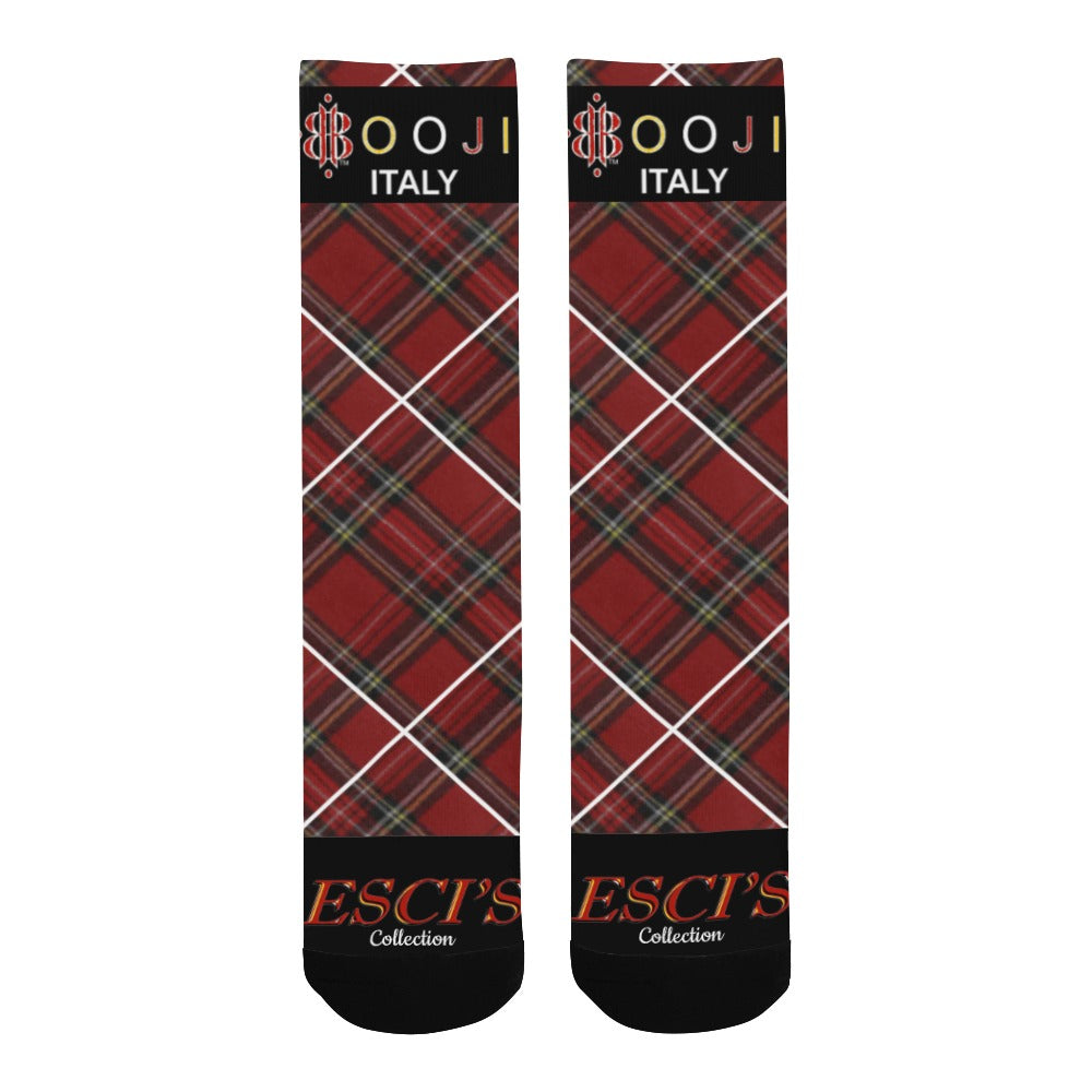 BOOJI ITALY ESCI'S COLLECTION MEN'S PLAID BLACK TUBE SOCKS