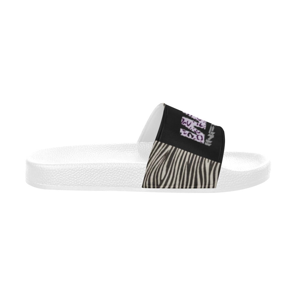 BOOJI ITALY WILD INFLUENCE ZEBRA LOGO MEN'S WHITE SOLE SLIDES