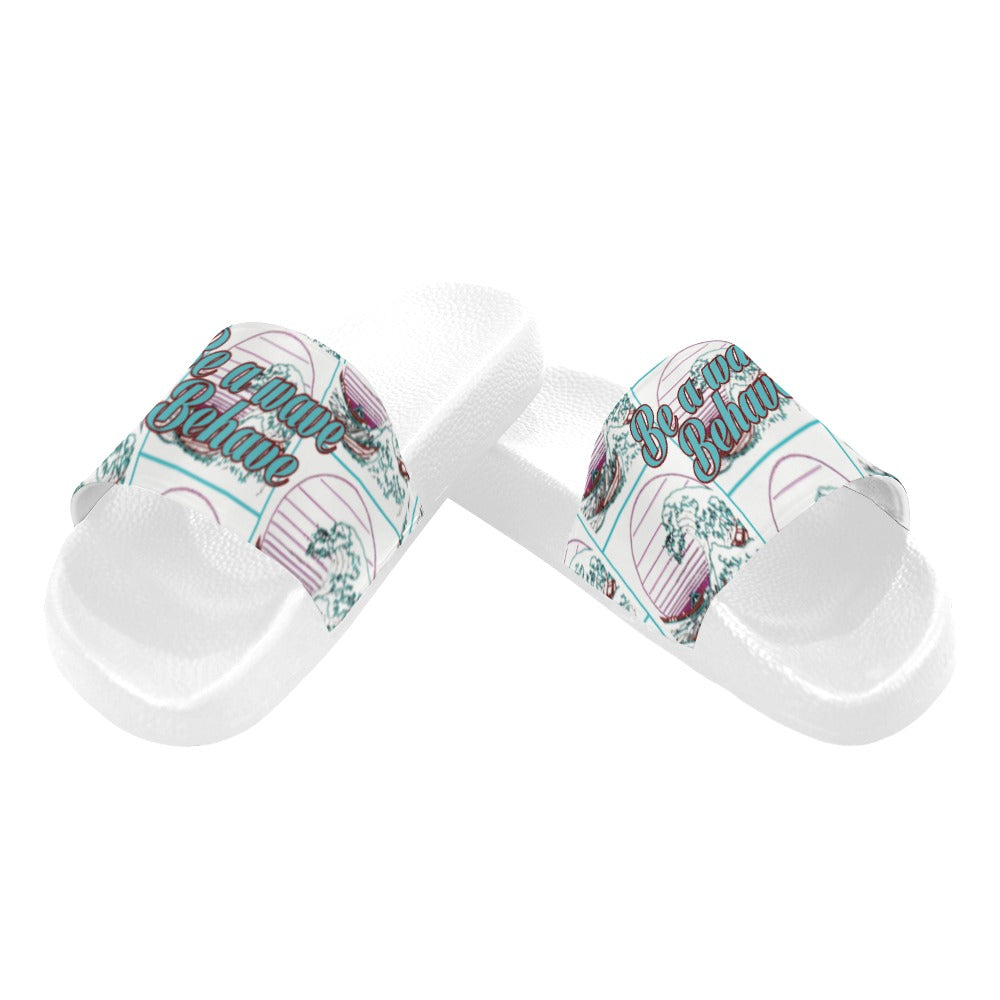 BOOJI ITALY BE A WAVE BEHAVE COLLECTION MEN'S WHITE SOLE SLIDES