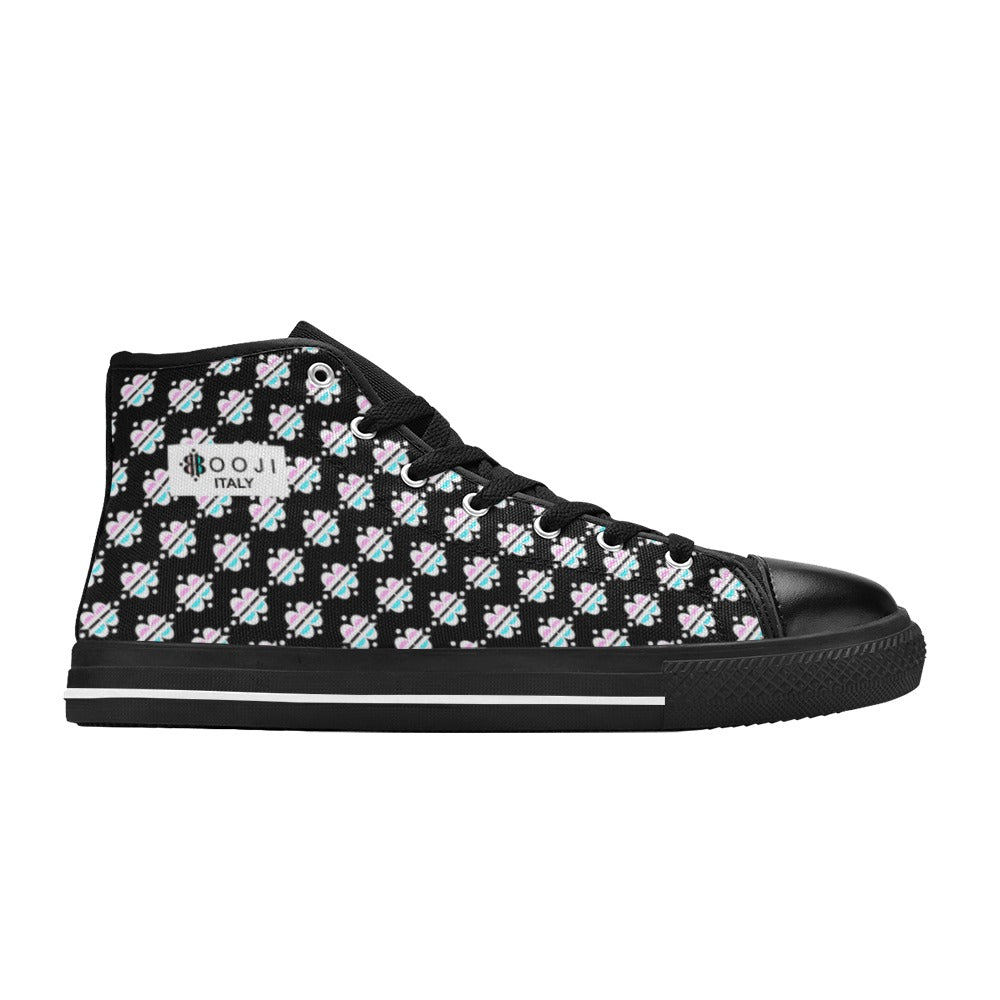 BOOJI INVERTED LOGO FLAG BLACK Men's High Top Canvas Shoes (Model 017)