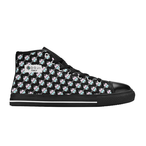 BOOJI INVERTED LOGO FLAG BLACK Men's High Top Canvas Shoes (Model 017)