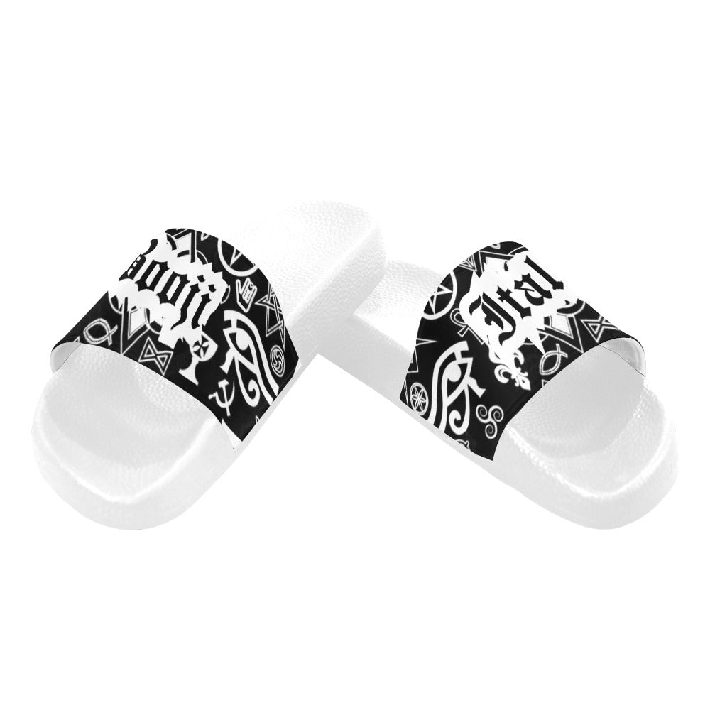 BOOJI ITALY SYMBOLS COLLECTION BLACK WOMEN'S WHITE SOLE SLIDES