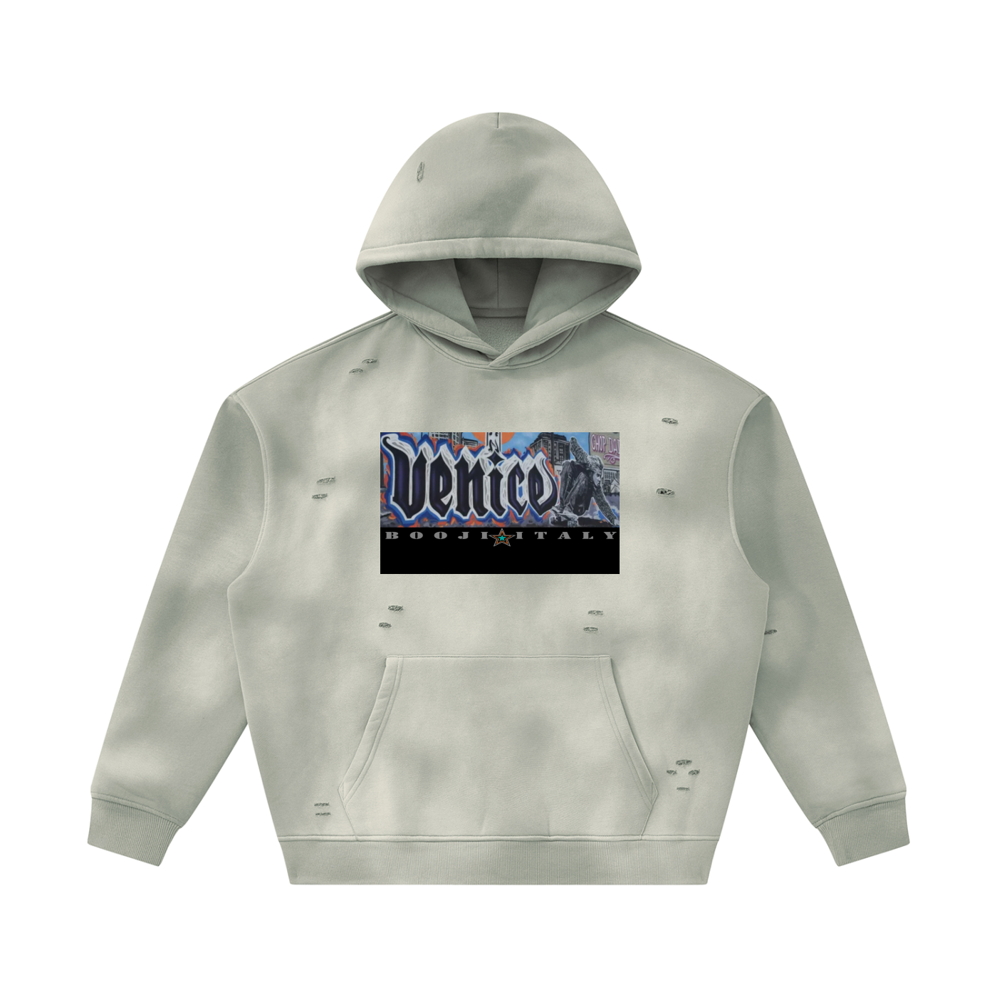 BOOJI ITALY SK8R'S COLLECTION SUNFADED DISTRESSED FLEECE HOODIE