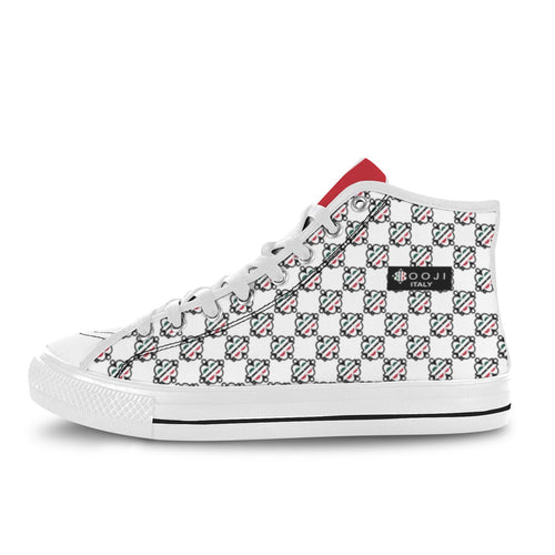 BOOJI ITALY 4 EVER $ LOGO PATTERN WOMEN'S WHITE CANVAS SHOES