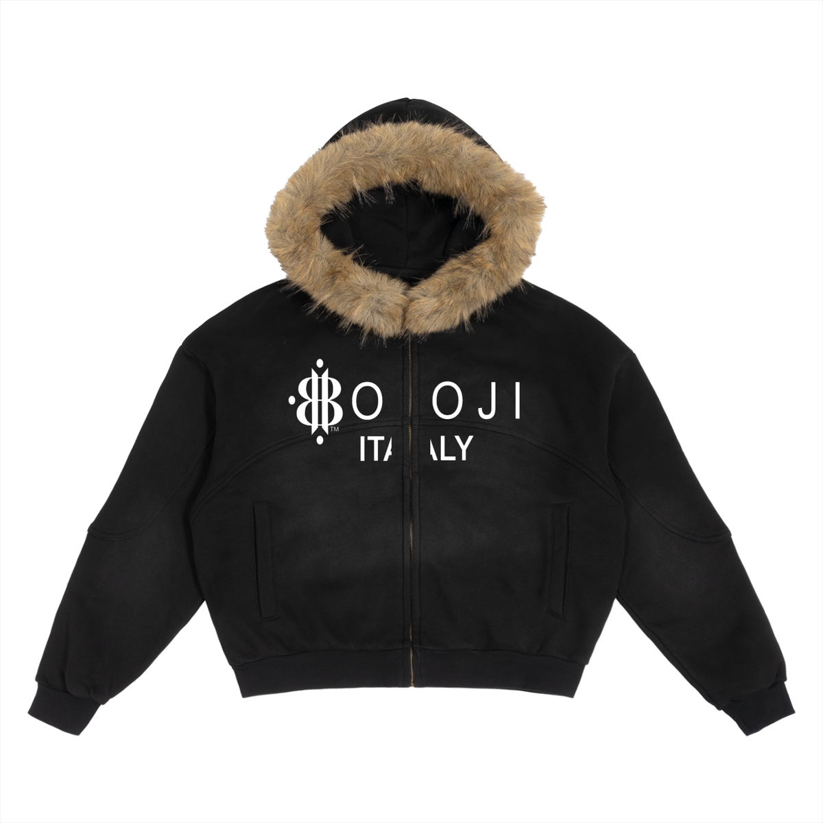 BOOJI ITALY 4 EVER $ LOGO DETACHABLE FUR HOODED WINTER JACKET