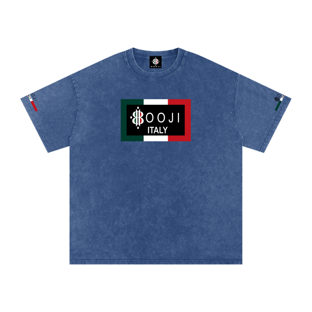 BOOJI ITALY ITALIAN FLAG 4 EVER $ LOGO SNOW WASHED T-SHIRT
