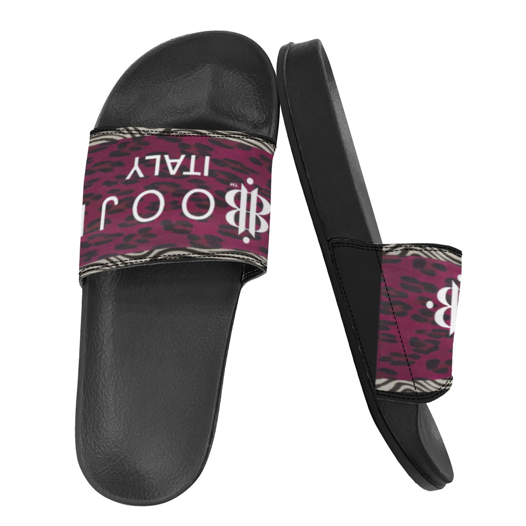 BOOJI ITALY WILD INFLUENCE COLLECTION LOGO MEN'S BLACK SOLE SLIDES Custom Men's One-piece Slippers